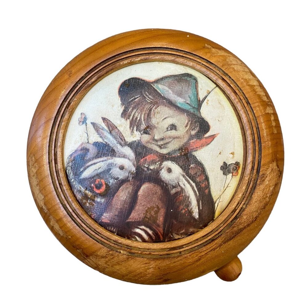 Vintage Hummel Swiss Movement Wall Mount Music Box Picture